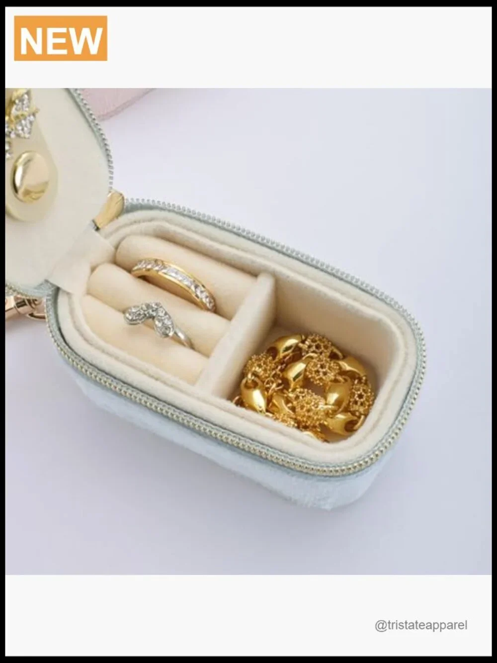 Mini Velvet Travel Jewelry Case - 2-in-1 Ring Holder Keychain for Women,